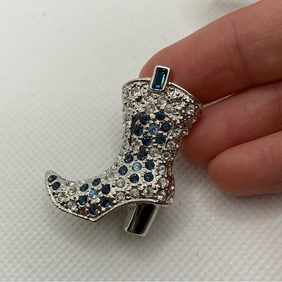 Vintage Swarovski Crystal Line Dancer Cowboy Boot Cowgirl Western Pin Brooch VTG - Picture 6 of 11